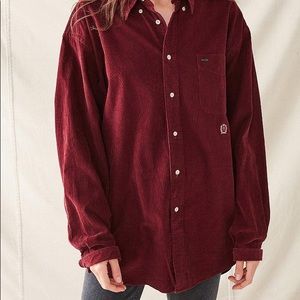 Red corduroy button up long sleeve